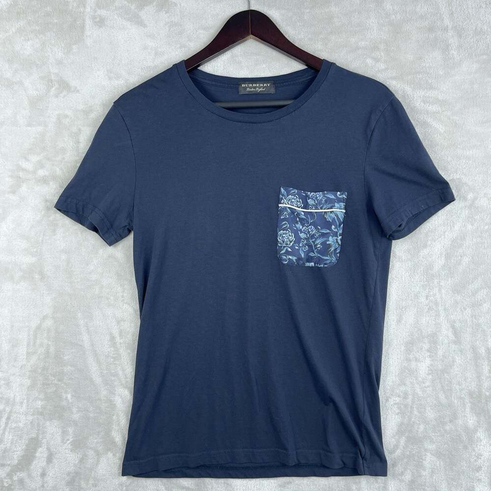 Burberry London England T Shirt Women's XS Nova Check Silk Pocket Quiet Luxury